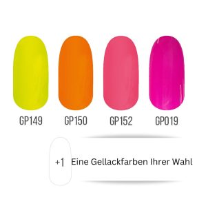   Gel Polish Set Neon Sommer 4+1 – UV/LED, Glanz, Gratisfarbe