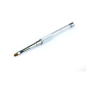 Gel Pinsel #4 Oval mit Strassstein und weißer Hülle - Diamond Nails